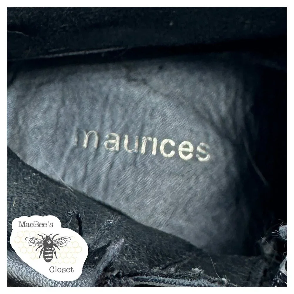 Maurices Black Vegan Leather Western Style Cowgirl Boots Black 9.5 in Womens - Picture 15 of 16